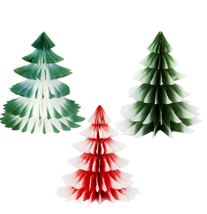 Red & Green Ombre Paper Honeycomb Tree Decorations – Everyone's Designs